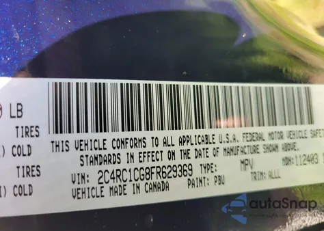 2015 Chrysler Town & Country из США, поврежденный, VIN 2C4RC1CG8FR629369